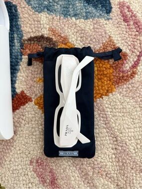 Prada White Symbole Sunglasses with Black Pouch and case